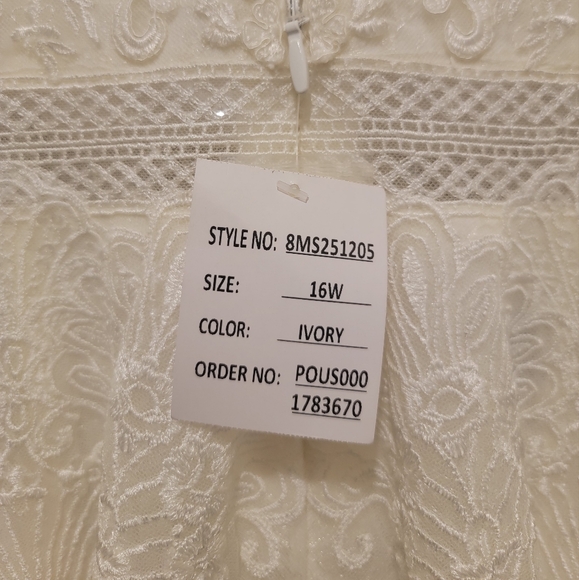 MELISSA SWEET Embroidered Illusion Mock Neck Wedding Dress - Picture 6 of 7